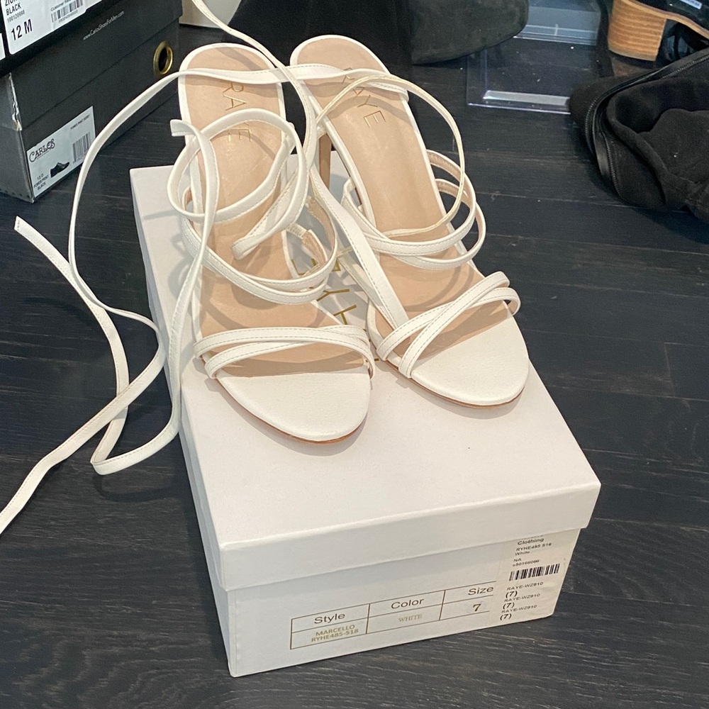 RAYE White Strappy Heels